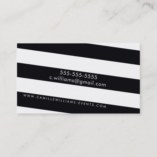 角モダンミニマルストライプはっきりした白黒 名刺 (裏面)