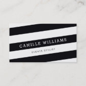 角モダンミニマルストライプはっきりした白黒 名刺 (正面)