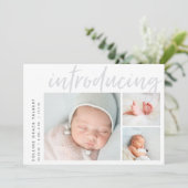 角モダン度 | 3つのフォトコラージュ誕生 案内状 (スタンド正面)