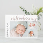 角モダン度 | 3つのフォトコラージュ誕生 案内状 (スタンド正面)