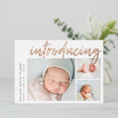 角モダン度 | 3枚のフォトフォイル誕生のお知らせ 箔招待状 (立ち正面)