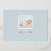 角モダン度 | 3枚のフォトフォイル誕生のお知らせ 箔招待状 (裏面)