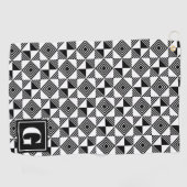 角三角形ジオメトリック白黒モノグラム ゴルフタオル (横)