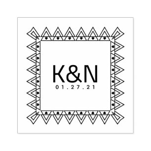 角三角形ミニハートイニシャルロゴ結婚ズ ラバースタンプ