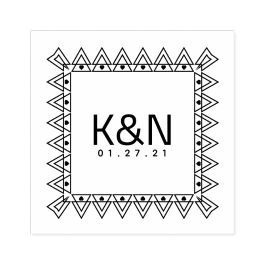 角三角形ミニハートイニシャルロゴ結婚ズ ラバースタンプ (インプリント)