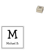 角丸付きモノグラムと名前 ラバースタンプ (押印)