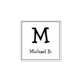 角丸付きモノグラムと名前 ラバースタンプ (インプリント)