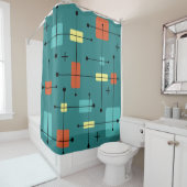 角丸長方形の正方形ティール（緑がかった色） シャワーカーテン (インサイチュ)