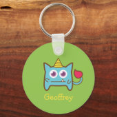 角付き可愛らしい小さな青い化け子供へ物 キーホルダー (正面)