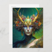 角付き小妖精や小人女性ファンタジーアートポストカード ポストカード (正面/裏面)