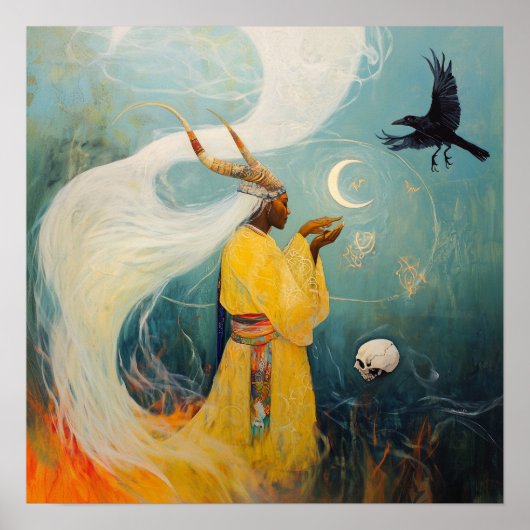 角付き巫女ムーンウィッチーAIアートマットバリュー ポスター (正面)