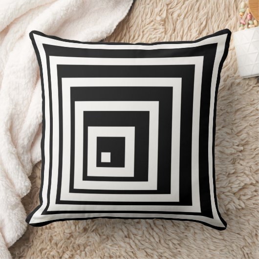 角付き黒と白のライトとシャドウパターン クッション (ブランケット)