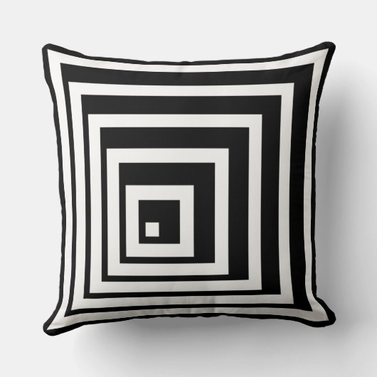 角付き黒と白のライトとシャドウパターン クッション (裏面)