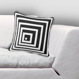 角付き黒と白のライトとシャドウパターン クッション
