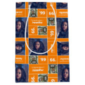 角写真卒業クラス年オレンジ ミディアムペーパーバッグ (正面)