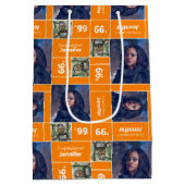 角写真卒業クラス年オレンジ ミディアムペーパーバッグ (裏面)