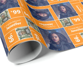 角写真卒業クラス年オレンジ ラッピングペーパー