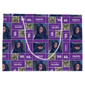 角写真卒業クラス年パープル ラージペーパーバッグ (裏面)