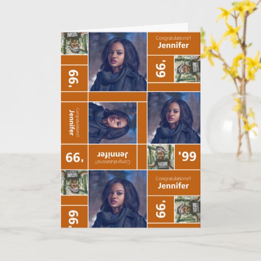 角写真卒業クラス年燃えたオレンジ カード (黄色い花)