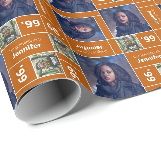 角写真卒業クラス年燃えたオレンジ ラッピングペーパー (ロールコーナー)