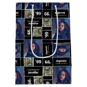 角写真卒業クラス年黒 ミディアムペーパーバッグ (裏面)