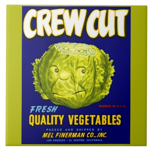 角刈りの野菜木枠のラベル タイル (正面)