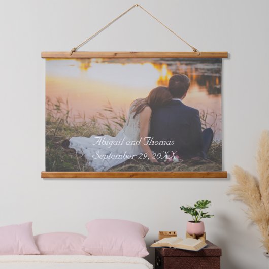 角化パーソナライズされたした結婚写真 吊り下げ型タペストリー (寝室)