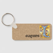 角型の青と赤のツタのライトレターI キーホルダー (裏面)