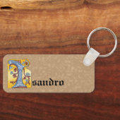 角型の青と赤のツタのライトレターI キーホルダー (正面)