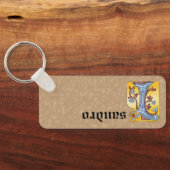 角型の青と赤のツタのライトレターI キーホルダー (裏面)