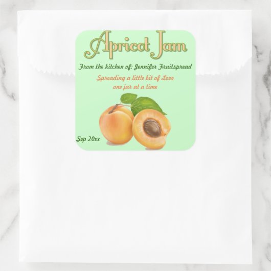 角型アプリコットジャム食品缶詰ラベル スクエアシール (バッグ)