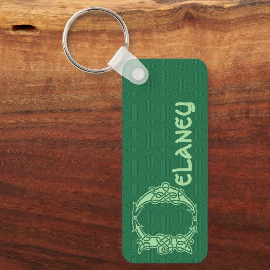 角型ケルト結び目模様装飾大文字D キーホルダー (正面)