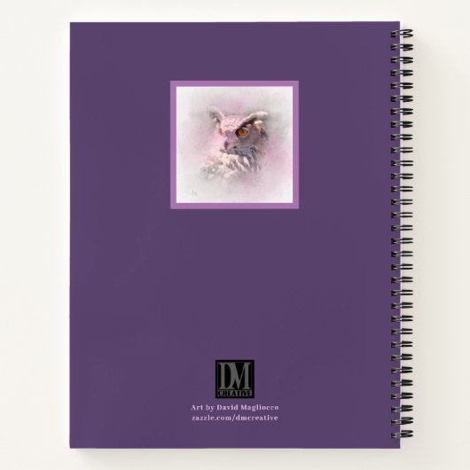 角型フクロウのスケッチブック ノートブック (裏面)