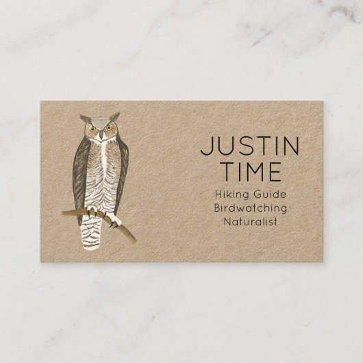 角型フクロウ博物学者ガイドバードウォッチャーハイクKRAFT 名刺 (正面)