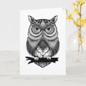角型フクロウ空白のグリーティングカード カード (黄色い花)