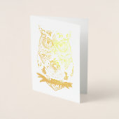 角型フクロウ金箔グリーティ空白のングカード 箔カード (正面)