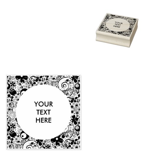 角型フラワーパワーI +あなたのアイディア ラバースタンプ (押印)