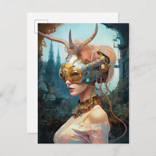 角型マスク・ヘアドスSF ポストカード (正面/裏面)