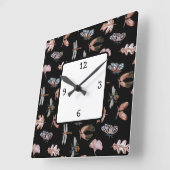 角型壁掛け時計　自然をテーマにした銅と黒 スクエア壁時計 (傾斜)