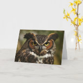 角型素晴らしフクロウ接近挨拶カード カード (黄色い花)