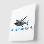 角壁時計用のサメの画像 スクエア壁時計 (傾斜)