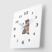 角壁時計用の子猫と蝶の画像 スクエア壁時計 (傾斜)