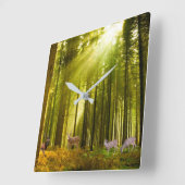 角壁時計用の森林と鹿の画像 スクエア壁時計 (傾斜)