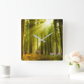 角壁時計用の森林と鹿の画像 スクエア壁時計 (ホーム)