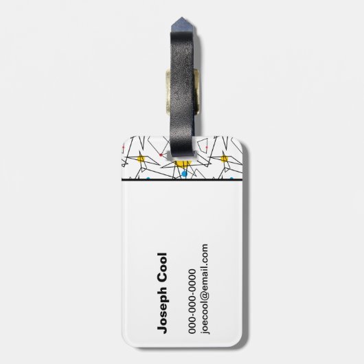角度ジオメトリレトロパターパーソナライズされたン ラゲッジタグ (裏面縦)