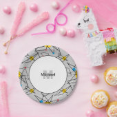 角度ジオメトリレトロパターモノグラムのン ペーパープレート (パーティー)