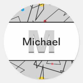 角度ジオメトリレトロパターモノグラムのン ラウンドシール