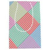 角度付きギンガムパッチワーク ミディアムペーパーバッグ (正面)