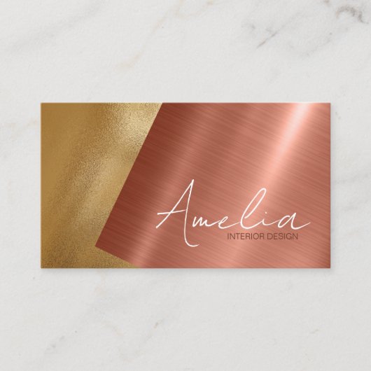 角度付き金属銅および金ゴールドID942 名刺 (正面)