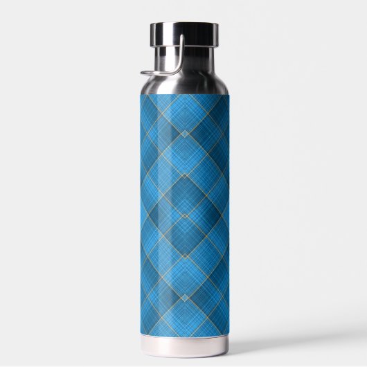 角度付き青い格子模様 ウォーターボトル (右面)